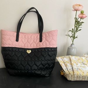 Betsey Johnson Bumble Gum Pink/Black Heart Tote